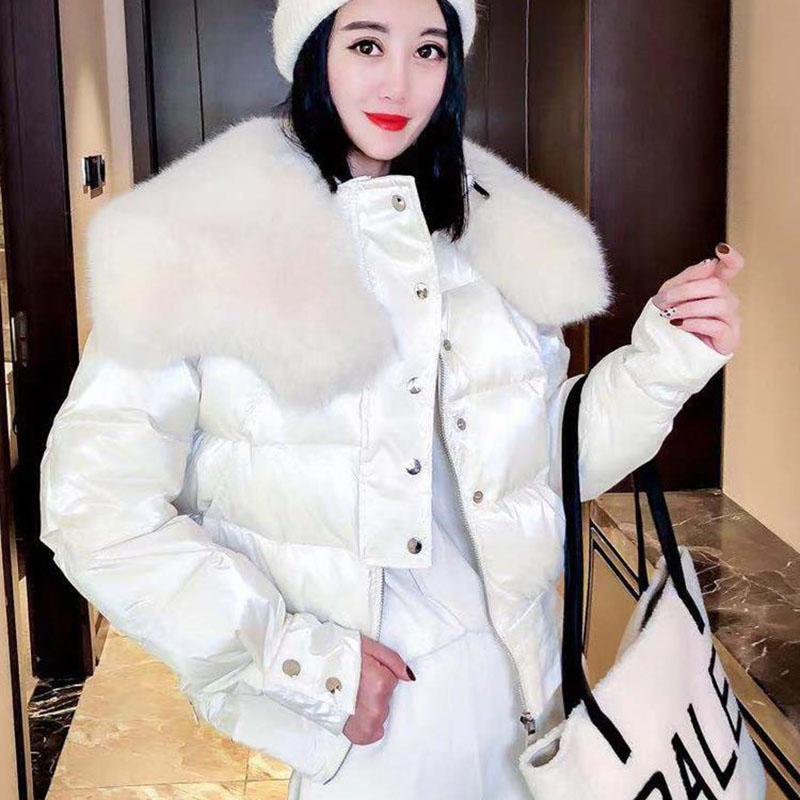 Women Winter Parkas Jacket Coat Glossy Warm Women Fur Hooded Coat Short Cotton Padded Winter Jacket Women