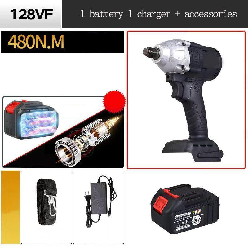 128VF/188VF/258VF High Power Industrial Electric Drill Large Capacity Lithium Battery Auto Repair Motor Electric Wrench 11 Styles Optional