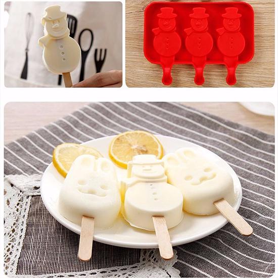 Homemade Food Grade Silicone Ice Cream Molds Ice Lolly Moulds Freezer Cartoon Ice Cream Bar Molds Maker with 100 Popsicle Sticks