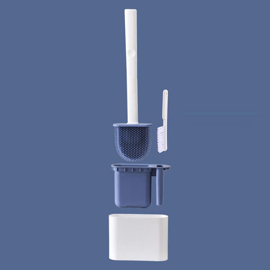 Double Brush Head Silicone Toilet Brush Wall-mounted Toilet Punch-free Toilet Cleaning Brush Long Handle No Dead Corner Toilet Cleaning Brush