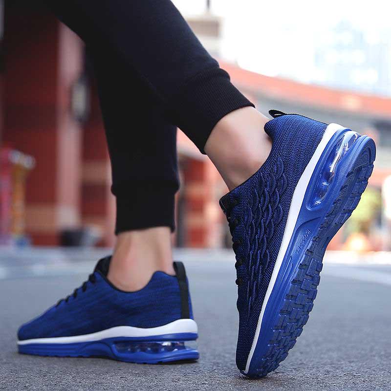 Plus Size 38-45 Men Flying Woven Mesh Running Shoes Lightweight Sneakers Breathable Outdoor Sports Shoes Comfortable Deodorant Running Gym Shoes