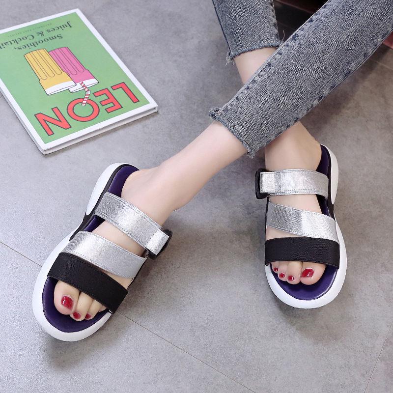 2020 Sexy Korean Flat Bottom Wild Ins Fairy Beach Sandals Female Net Red Student Korean Version College Style