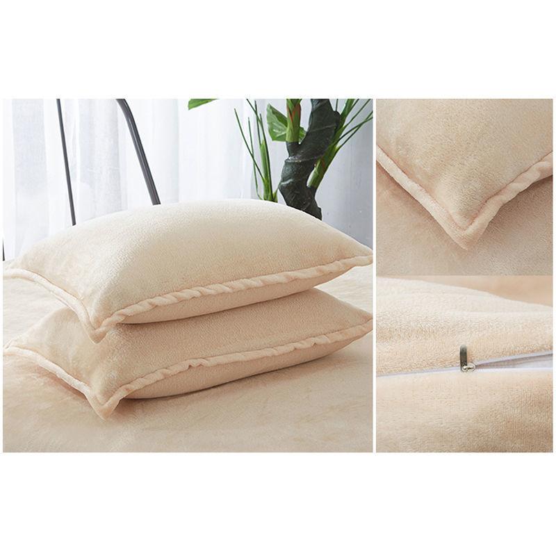 Pure Color Thick Flannel Pillow Case Fleece Single Double Pillow Cover Coral Fleece Pillow Case