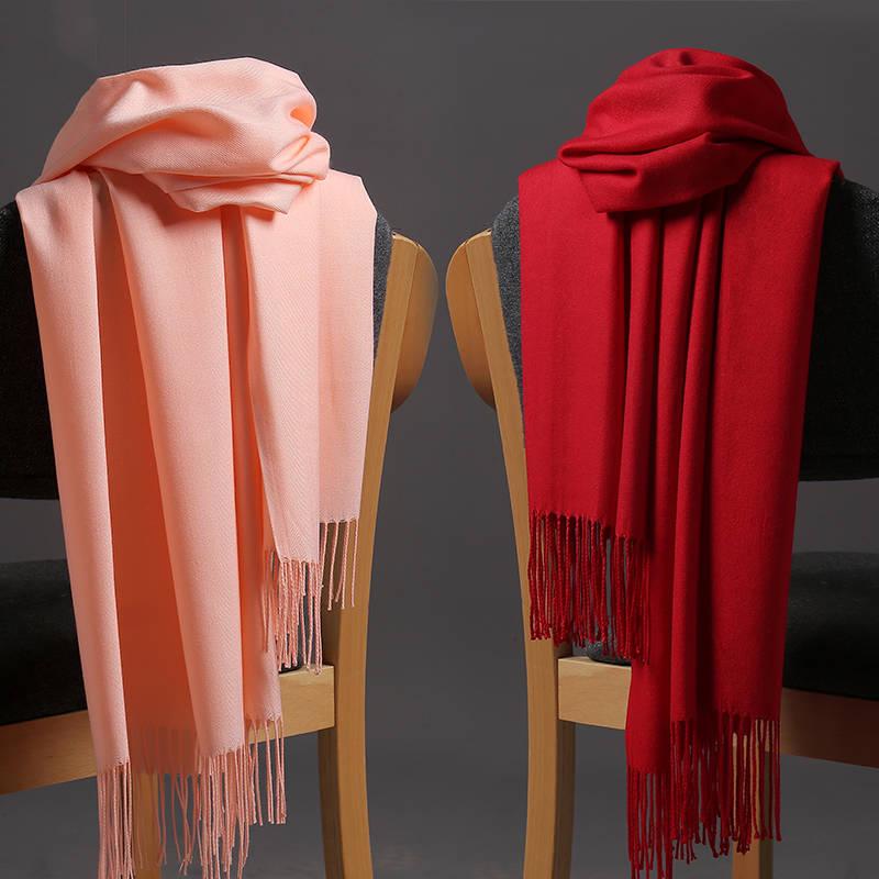 Women Cashmere Scarves with Tassel Soft Solid Color Warm Long Wraps Scarf Casual Lady Winter Shawl