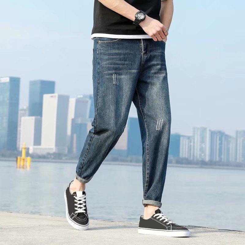 Jeans Men's Trend Loose Straight Spring and Autumn Trousers Trend Wide-leg Pants All-match Trousers