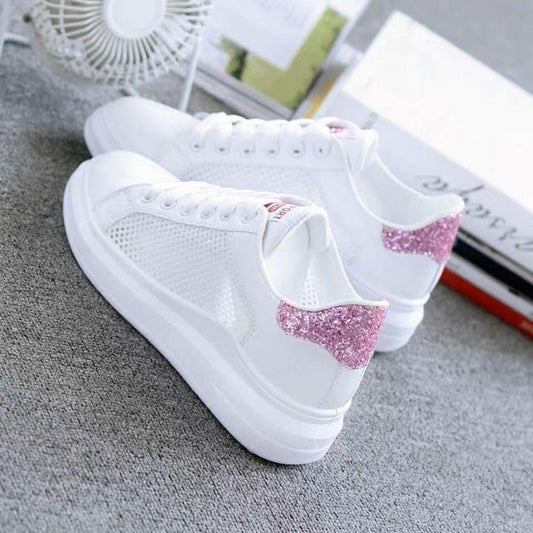 Shoes Women's Versatile Hollow Thin Mesh Breathable Sneakers Thick-soled Single Shoes Sneakers Casual Shoes Light and Breathable