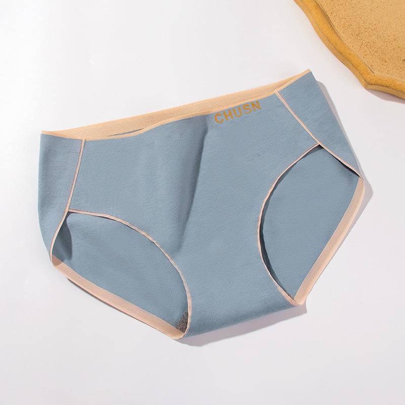 4Pcs/Set Women's Cotton Underpants Girl's Mid-waist Solid Color Panties Breathable Butt-lifting Elastic Briefs