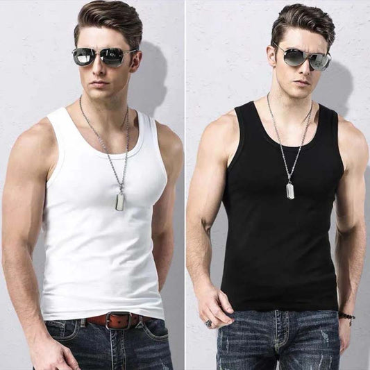 Summer Men's Cotton Vest Youth Breathable Sports Fitness Slim Stretch Top