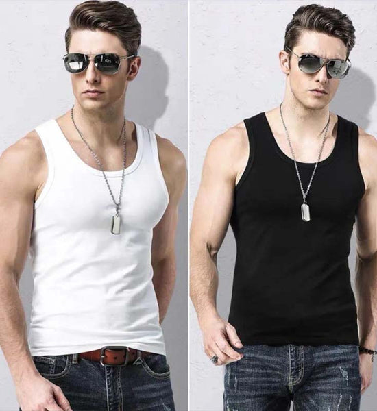 Summer Men's Cotton Vest Youth Breathable Sports Fitness Slim Stretch Top