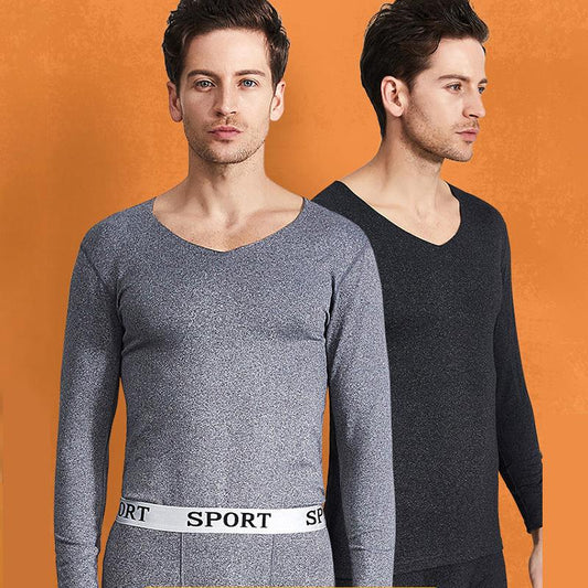 Men Winter Thermal Underwear O-neck Autumn Clothes Tight Suit Comfortable Soft Lining Long Sleeve High Elasticity Slim Tracksuit Wearable Versatile