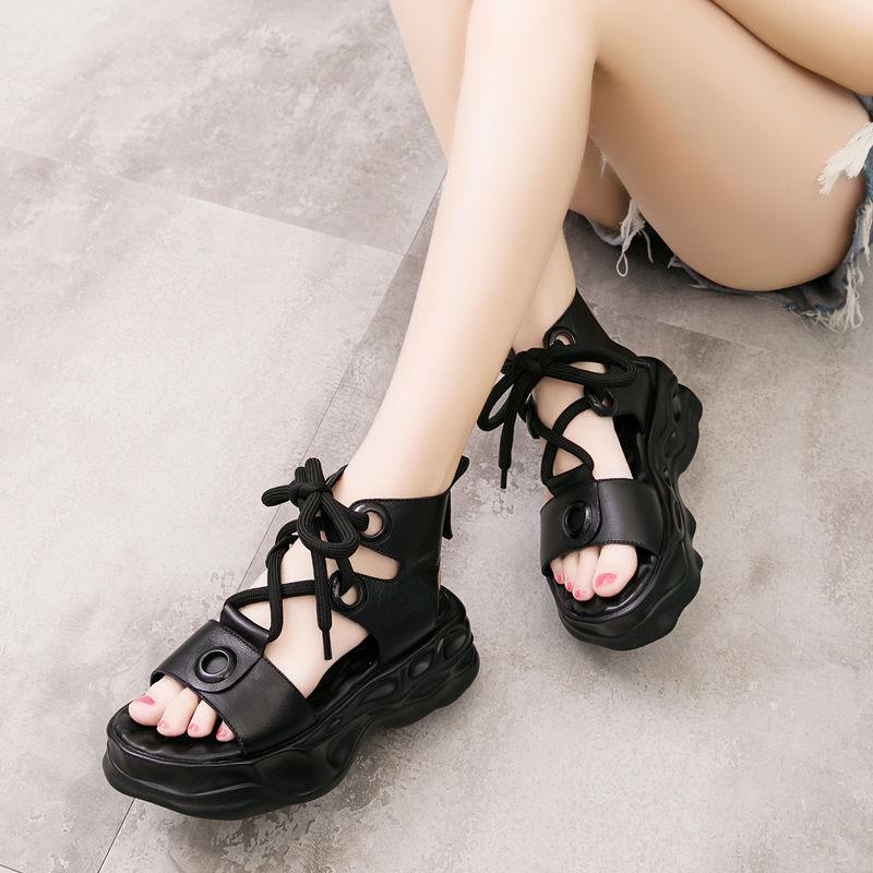 Plus Size 34-39 Summer Women Outdoor Rome Flip Flop Flat Bohemian Beach Shoes Non-slip Office Lady Black Sandals