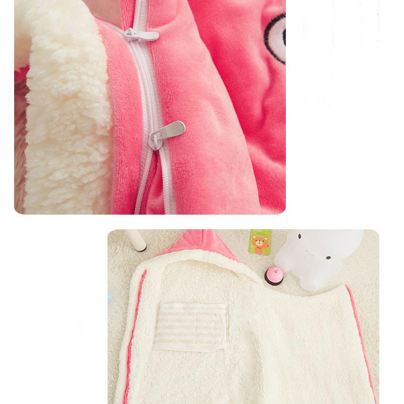 Winter Baby Sleeping Bag Anti Kick Quilt Plush Warm Newborn Anti Jump Swaddle Thickened Double-sided Plush Wind Proof Quilt