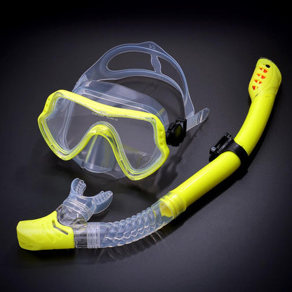 Adult Snorkel Kit, Panoramic Anti-fog Diving Mask and Dry Snorkel Professional Teen Snorkeling Mask Gear for Snorkeling Swimming Diving