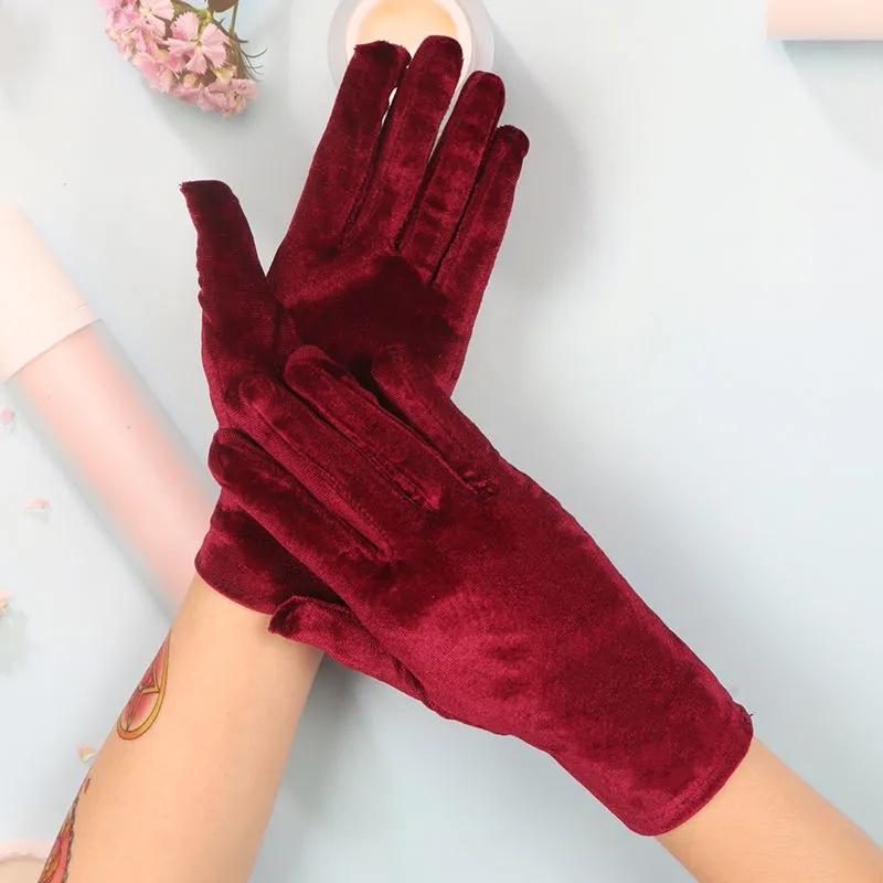 Ladies Gold Velvet Warm Gloves Autumn and Winter Thin Section Cold-proof Spring Outdoor Riding Dance Mittens High Quality Elastic Solid Gloves