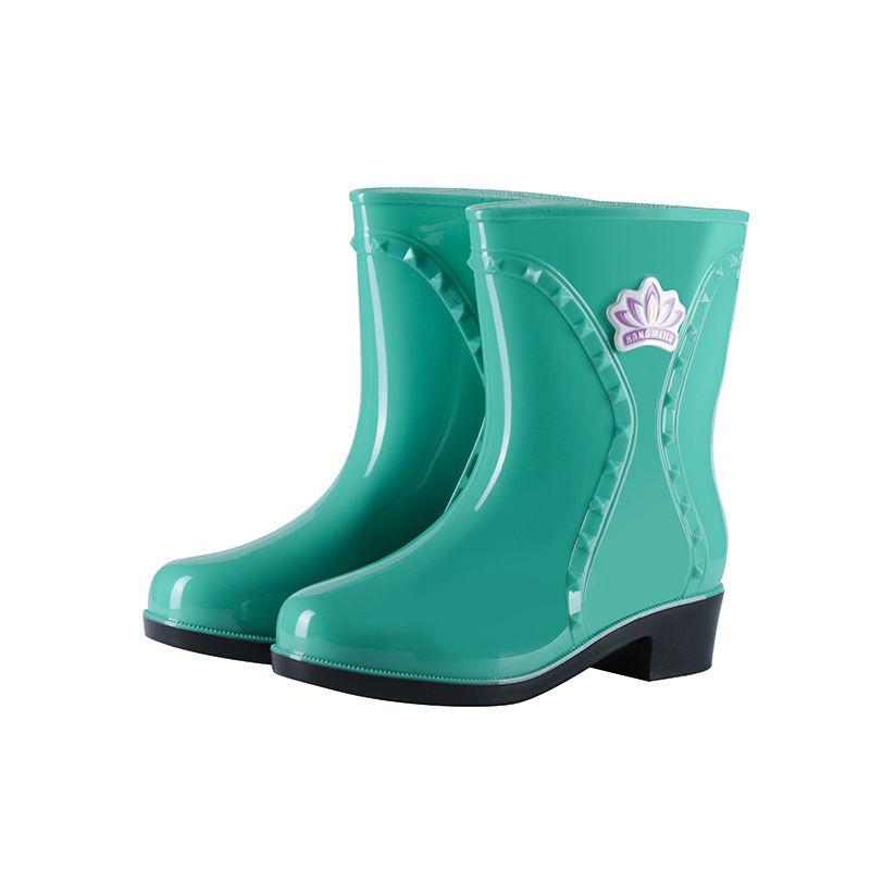 Rain boots Women's Waterproof Shoes Adult Fashion Middle Tube Non-slip Rain Boots Kitchen Car Wash Rubber Shoes