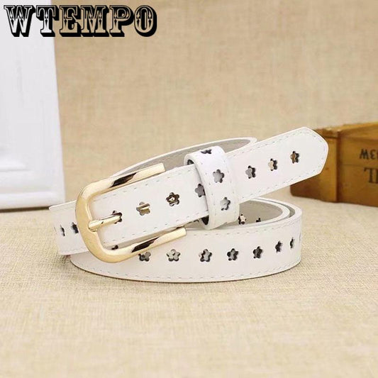 Female Straps Leather Belt Waistband Cummerbund Apparel Accessories Metal Buckle Thin Casual Belt