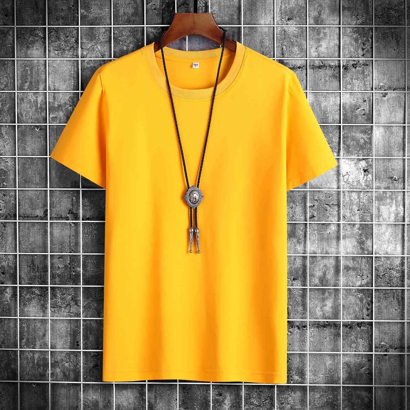 Men's Short-sleeved T-shirt Young and Middle-aged Half-sleeved Solid Color Men's Tops Couple T-shirts