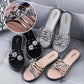 Women Peep Toe Sandals High Quality Rhinestones Slippers Anti Skid Flip Flops Crystal Women Shoes Summer Beach Footwear Lightweight Flat Sandals