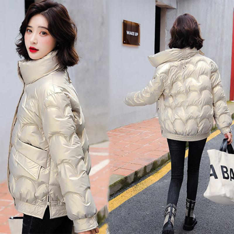 Disposable Bright Face Down Padded Jacket Women Short Korean Style Cotton Coat Warm Stand-collar Down Jacket