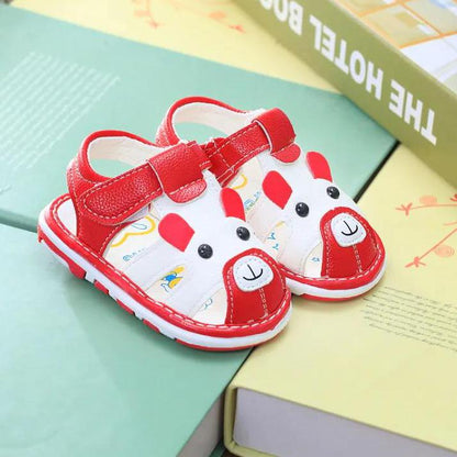 Baby's Summer Sandals Soft Soled Baby Walking Cartoon Sounding Shoes Children's Antiskid and Kickproof Flat Shoes