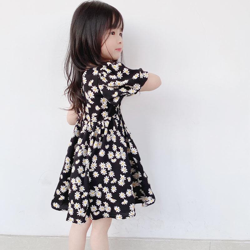 Children Dress Spring Summer Clothing  Baby Girls Clothing Printing Girl's Dress Princess Skirt Chrysanthemum Broken Flower Dress