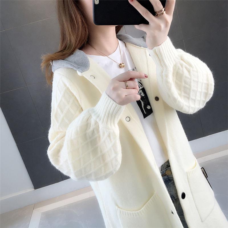 Autumn and Winter Knitted Plus Size Sweater Mid-length Korean Loose Sweater Thickened Simple Casual Women's Hoodie