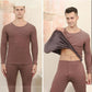 Men Winter Thermal Underwear Plus Velvet O-neck Tops Pants Tight Suit Thicken Windproof Comfortable Soft Lining Long Sleeve High Elasticity Slim