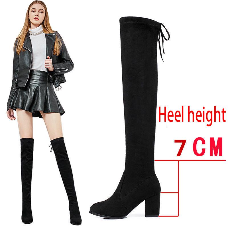 Autumn and Winter Casual Boots Women's High-heeled Stretch Wild Boots Women's Snow Boots