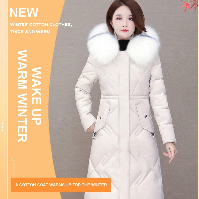 Winter Mid-length Korean Style Loose Fashion Women's Fur Collar Down Padded Jacket Tide