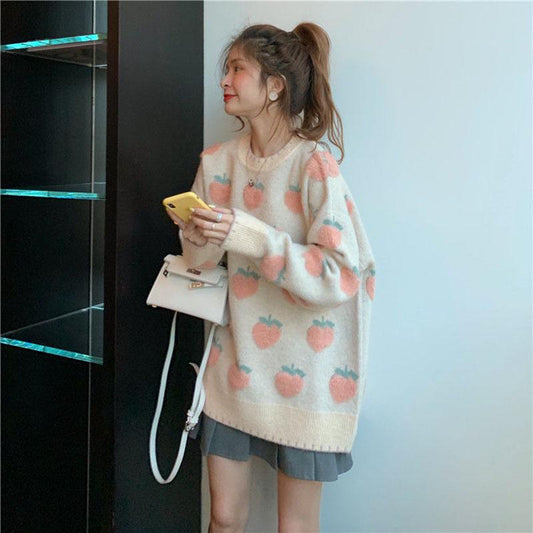 Sweet Japanese Soft Girl Loose and Versatile Thickening Outer Long-sleeved Sweater Women's Fashion Sweater