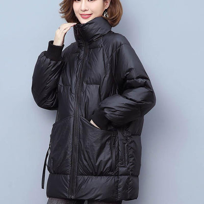 Down Padded Jacket Women Winter Thick Padded Jacket Mid-length Fashion Loose Collar Padded Jacket