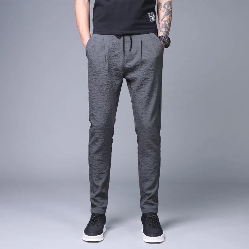 Men's Summer Sports Tie-footed Nine-point Men's Casual Pants Men's Thin Loose Loose Casual All-match