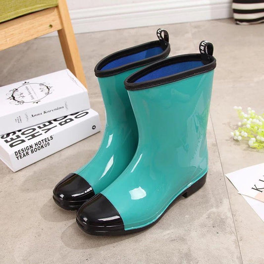 Ladies Rain Boots Brand In The Tube Fashion Four Seasons Rain Boots Adult Overshoes Work Non-slip Waterproof Rubber Shoes