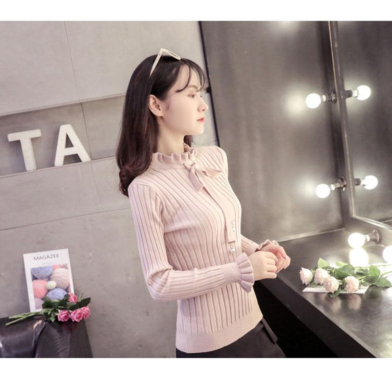 Autumn and Winter Pullover Korean Long-sleeved Slim Tops Simple Slim Young Women's Bottoming Shirt