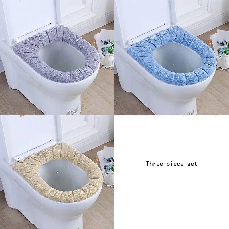 3 Sets of Household Toilet Cushions Waterproof and Antibacterial Toilet Cushions Cute Toilet Cover Thickened Toilet Cushions for All Seasons