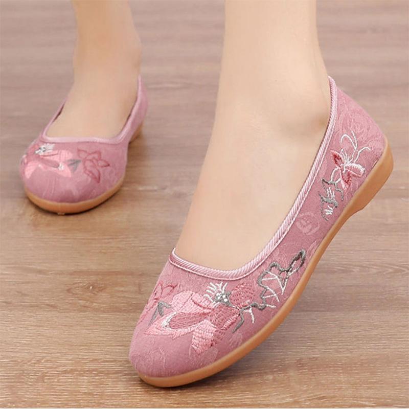 Tendon Bottom Cloth Shoes Mother Single Shoes Ethnic Soft Bottom Women's Shoes Work Shoes Breathable Embroidered Shoes