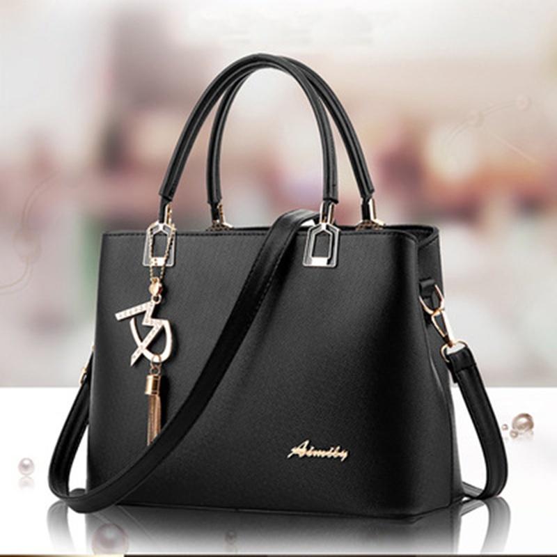 Women's Fashion High Capacity Multiple Compartments Hardware Pendant Shoulder Zipper Messenger Bags