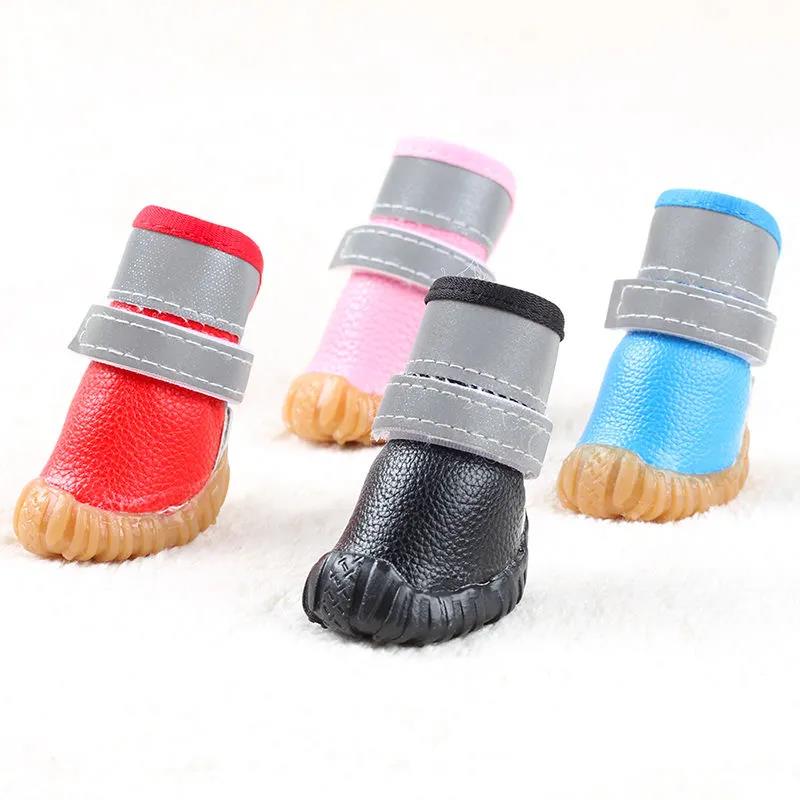 Pet Small Dogs Shoes Autumn and Winter Keep Warm Teddy Bichon A Set of 4 Waterproof and Non-slip Walking Boots Soft Beef Tendon Bottom Snow Boots