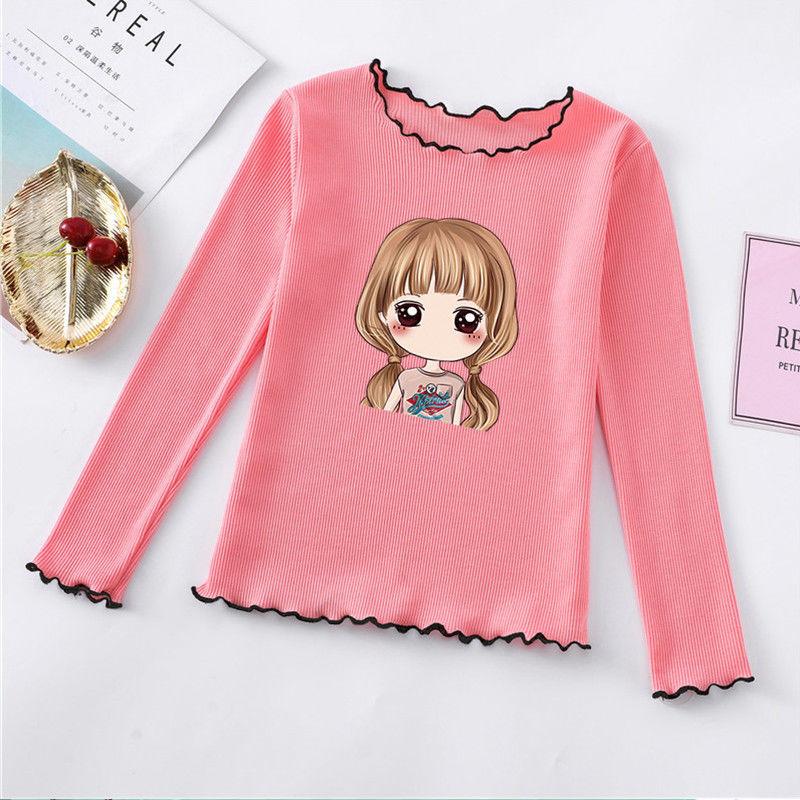 Girls' T-shirt Spring and Autumn Baby Girls Long Sleeve O-neck T-shirt Bottom Shirt Cotton Children's Long Sleeve T-shirt