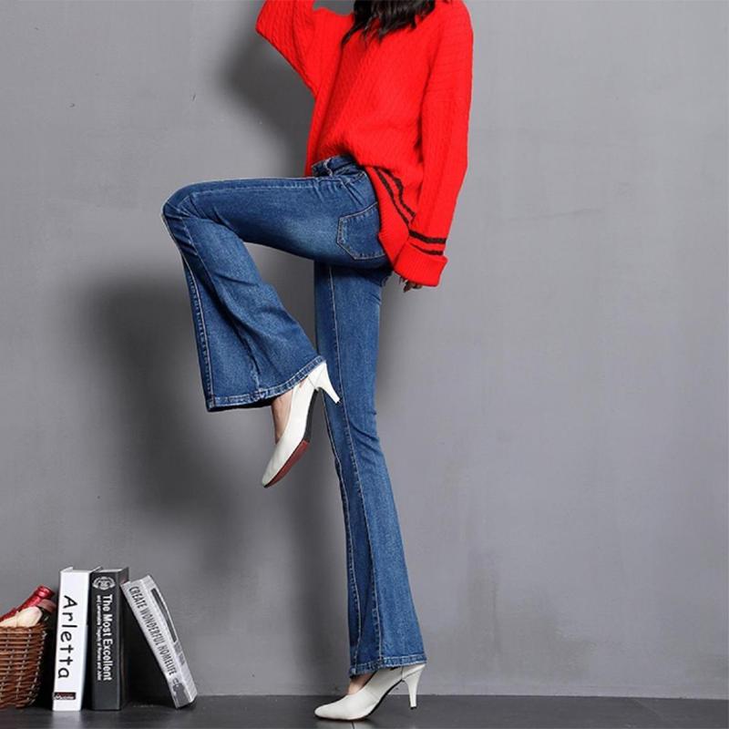 WTEMPO Summer Women Casual Ladies Flare Jeans Long Pants  Bell Bottoms Jeans Large Size S-XXXXL Denim Trousers