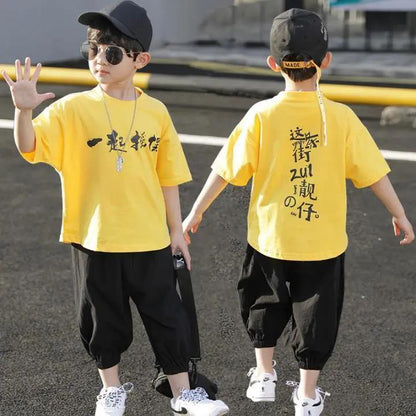 Two-piece Suit Boy's Suit Children's Summer Quick-drying Short-sleeved Children's Boy 4-12 Years Old