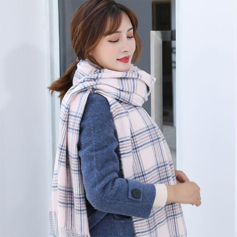 Scarves Womens Winter Korean Style Plaid Temperament Warm Shawl All-match Long Thick Bib