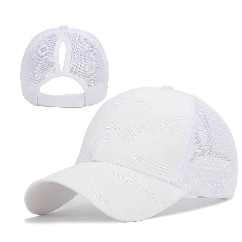 Women's Spring Summer Cotton Hats Outdoor Running Fitness Hat High Ponytail Baseball Cap Shade Breathable Ponytail Hat Adjustable Empty Top Cap