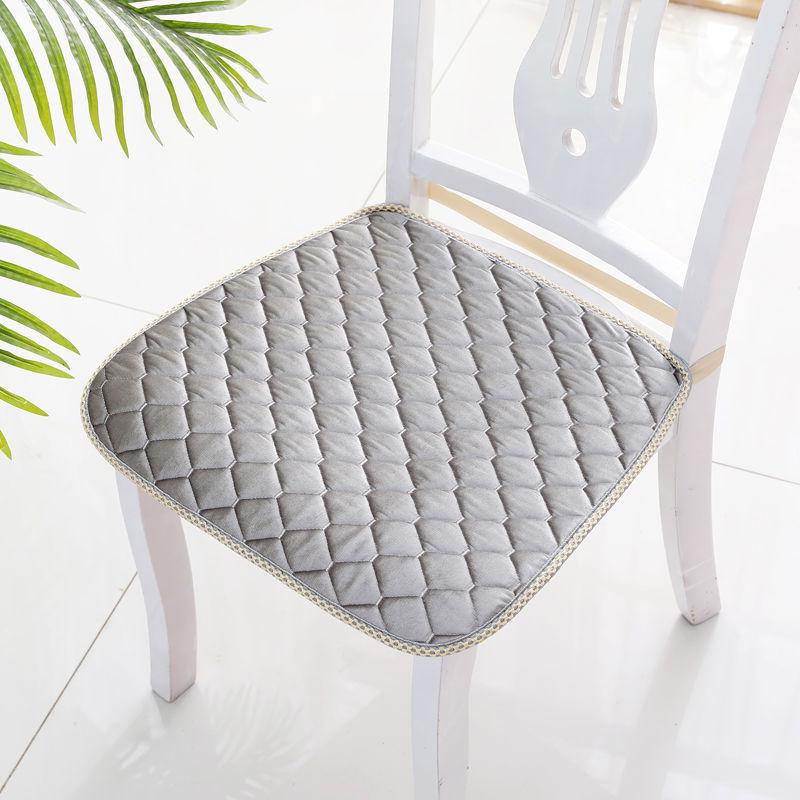 Solid Color Soft Quilted Chair Cushion Home Decoration Non-slip Stool Cushion Soft Seat Cushion Elastic Band Fixed Chair Seat Cushion