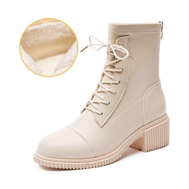 Thick Heel Women's Boots Short Boots Women's Autumn and Winter Plush Women's Boots Shoes Women's Martin Boots