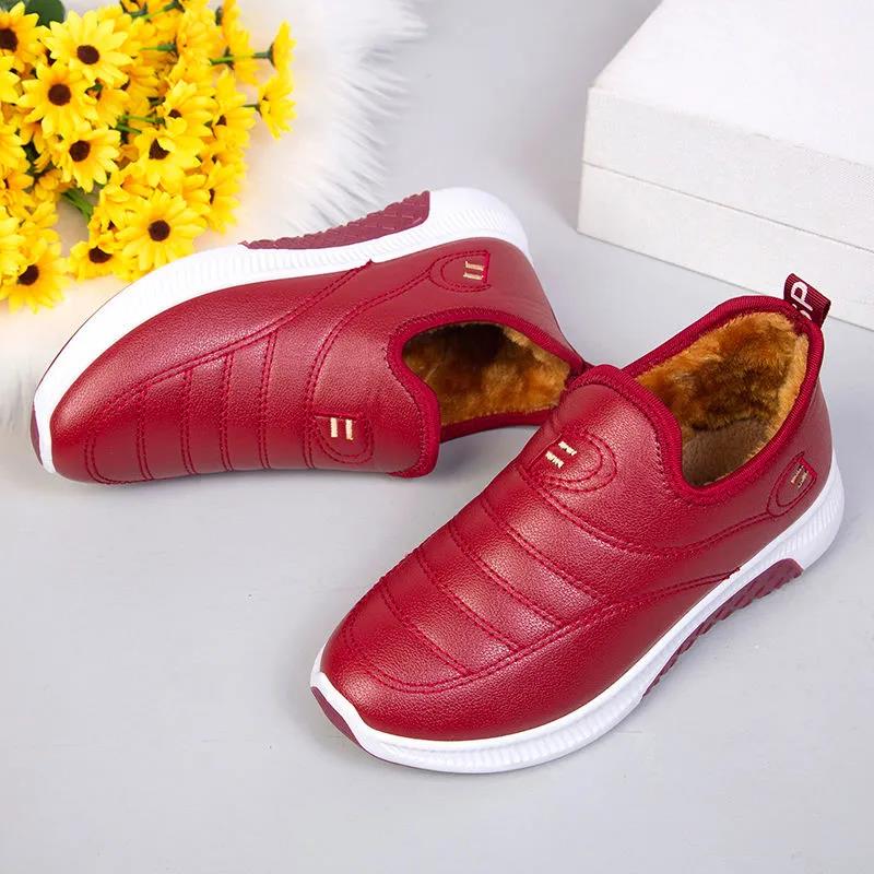 Women's Winter Anti Slip Flat Walking Shoes Versatile Solid Color Thick Soled Shoes Casual Sports Shoes