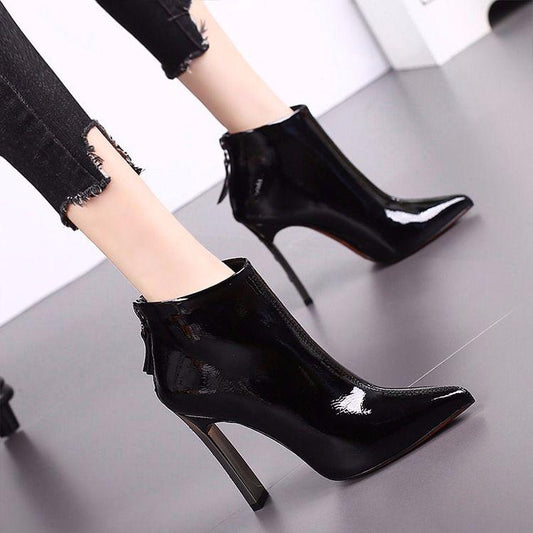 Women's Ankle Boots Elegant Ankle Boots High Heels PU Leather Boots Short Boots High Heel Boots