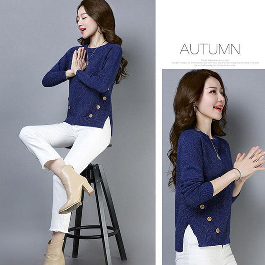 Autumn and Winter Loose Short Sweater Pullover Is Thin Knit Bottoming Shirt All-match Casual Women's Top