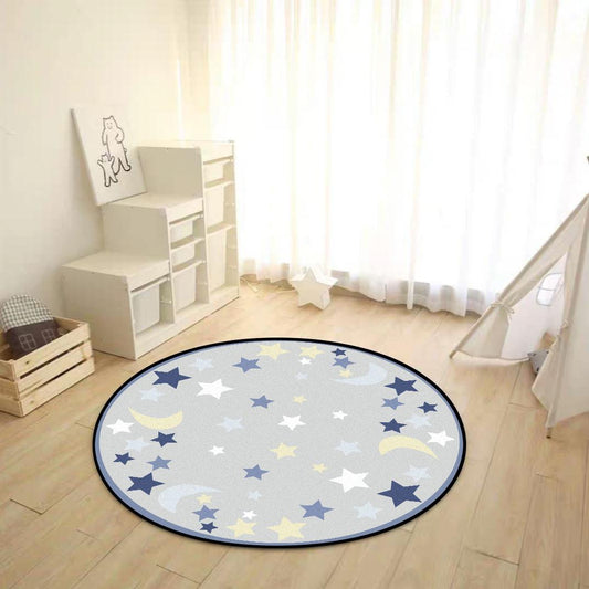 Cartoon Simple Round Carpet Moon Star Pattern Living Room Bedroom Hanging Basket Chair Non-slip Round Mat Carpet