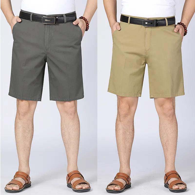 100% Cotton Shorts Summer Thin Section Straight Loose Casual Men's Shorts Middle-aged and Elderly Five-point Pants (2 pieces)